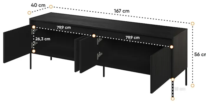 Szafka RTV Trend 167 cm z LED Czarna