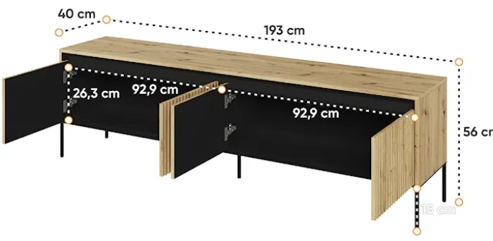 Szafka RTV Trend 193 cm z LED Dąb artisan