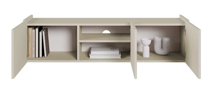 Szafka RTV trzydrzwiowa Fiorra wisząca 144 cm kaszmir