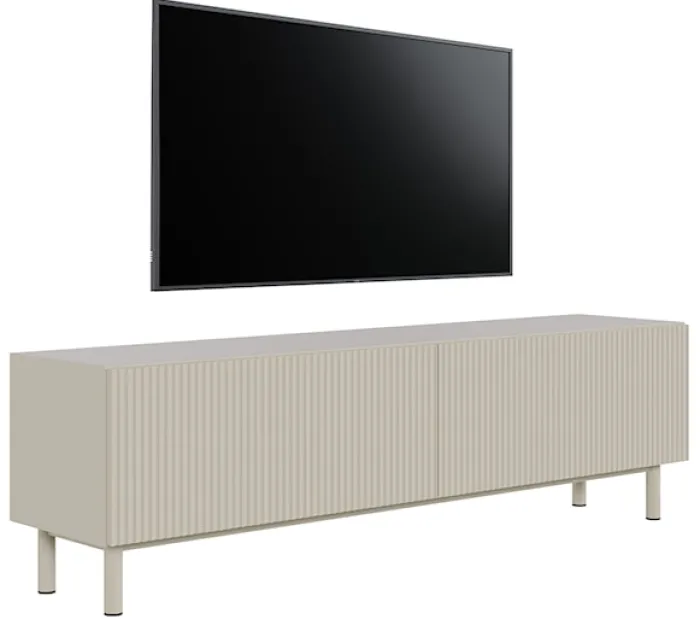 Szafka RTV Veldio New z frezowanym frontem 140 cm szary beż