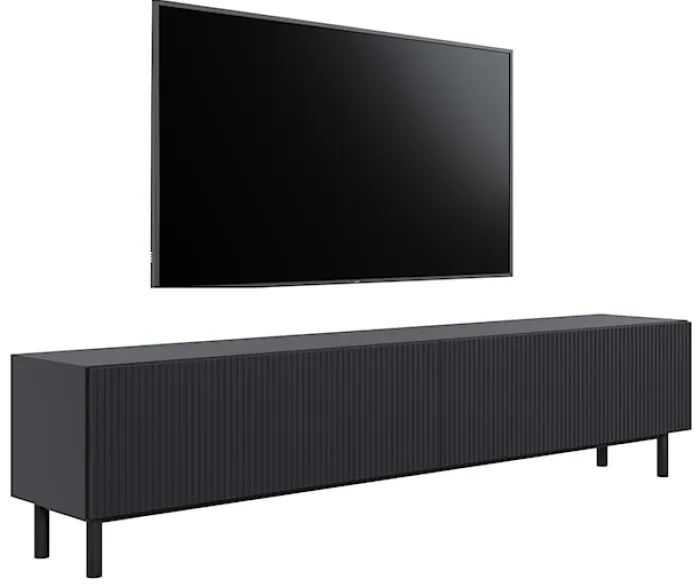 Szafka RTV Veldio New z frezowanym frontem 175 cm czarna