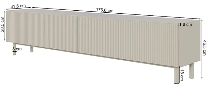 Szafka RTV Veldio New z frezowanym frontem 175 cm czarna