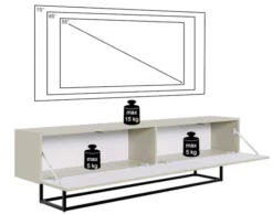 Szafka RTV Veldio z frezowanym frontem 175 cm Szary beż ze złotymi nogami