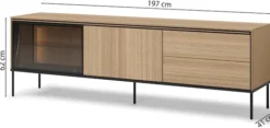 Szafka RTV Visso z witryną i oświetleniem 197 cm dąb linearny