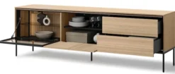 Szafka RTV Visso z witryną i oświetleniem 197 cm dąb linearny