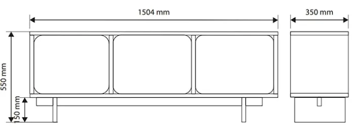 Szafka RTV Wuwu z trzema szafkami 150 cm szarobeżowa
