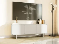 Szafka RTV Wuwu z trzema szafkami 150 cm szarobeżowa