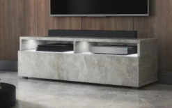 Szafka RTV z szufladą Rednaw 100 cm Beton z oświetleniem