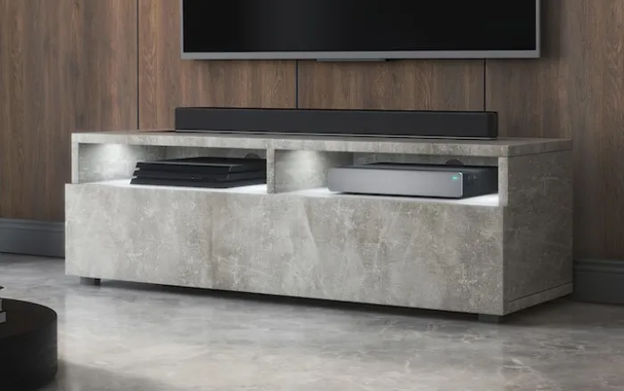 Szafka RTV z szufladą Rednaw 100 cm Beton z oświetleniem