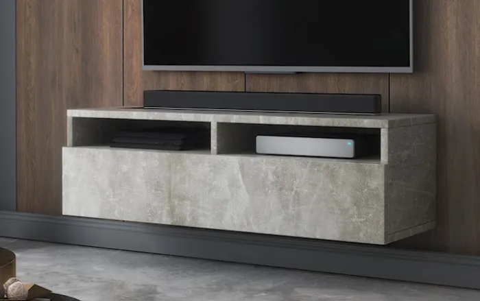 Szafka RTV z szufladą Rednaw 100 cm Beton z oświetleniem