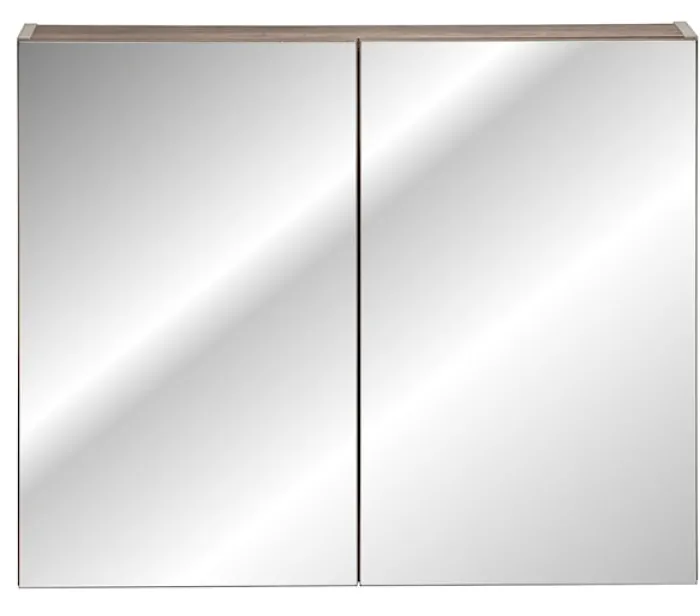 Szafka wisząca Olimmi z lustrem 80 cm szara / dąb santa