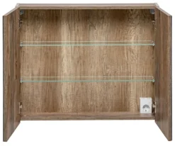 Szafka wisząca Olimmi z lustrem 80 cm szara / dąb santa