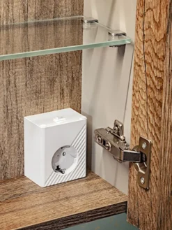 Szafka wisząca Olimmi z lustrem 60 cm szara / dąb santa