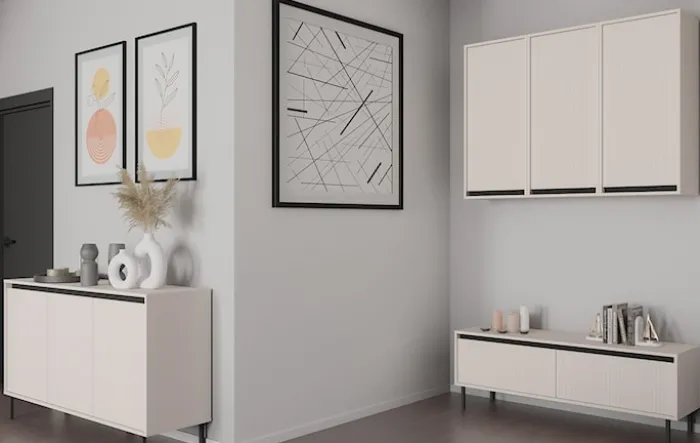 Szafka wisząca Osaka z ryflowanym frontem 46 cm beż piaskowy