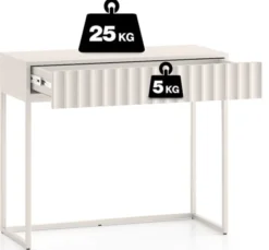 Toaletka Derriva z szufladą i ryflowanymi frontami 91 cm kaszmir