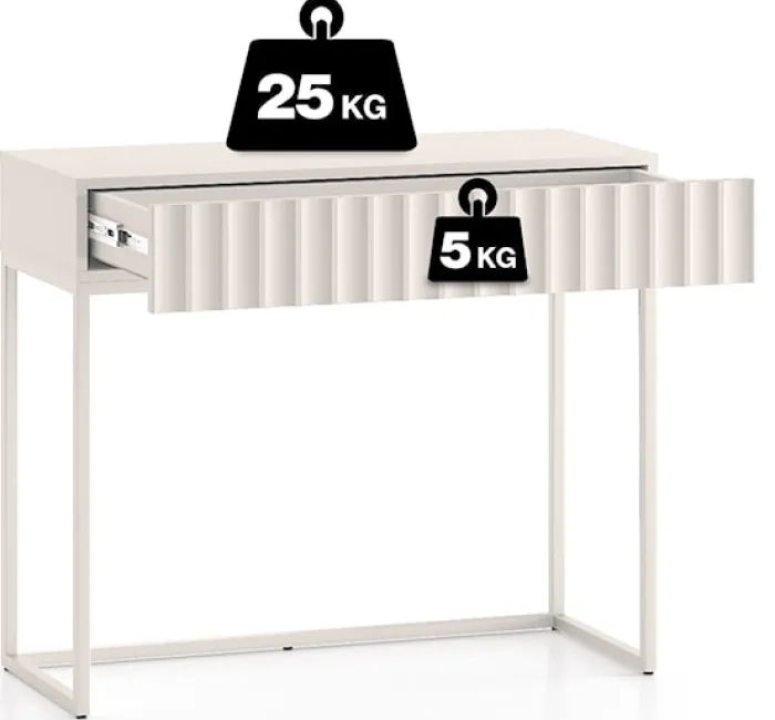 Toaletka Derriva z szufladą i ryflowanymi frontami 91 cm kaszmir