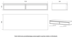 Toaletka Evo z szufladami wisząca 110 cm Czarna