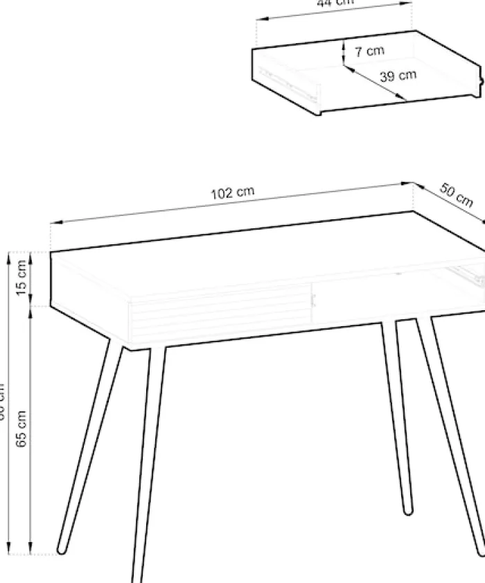 Toaletka Glinte z dwiema szufladami 102 cm beżowa ze złotymi nogami
