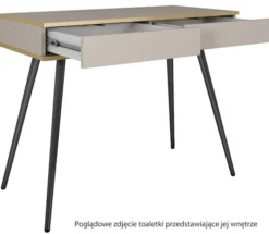 Toaletka Glinte z dwiema szufladami 102 cm czarna ze złotymi nogami