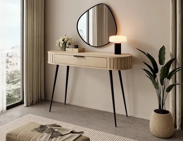 Toaletka Lovi z szufladą i ryflowaniem 120 cm dąb cremona