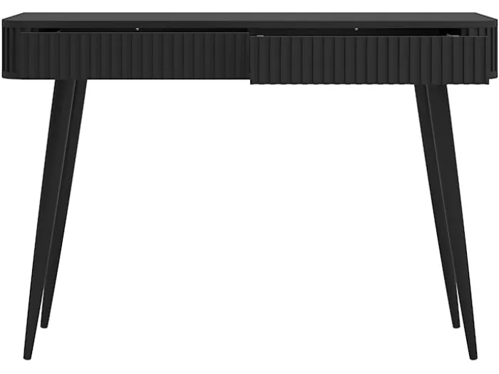 Toaletka Ovarlo z ryflami i dwiema szufladami 113 cm czarna z czarnymi nogami