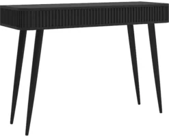 Toaletka Ovarlo z ryflami i dwiema szufladami 113 cm czarna z czarnymi nogami