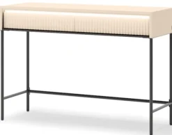Toaletka Trend z szufladami i oświetleniem 112 cm ryflowane fronty beż piaskowy / czarny