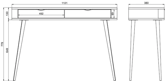 Toaletka z szufladami Oval 112 cm Biała