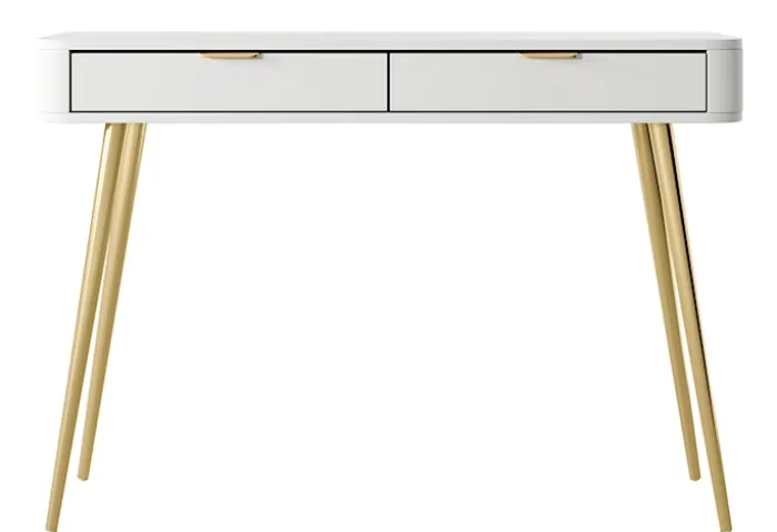 Toaletka z szufladami Oval 112 cm Biała