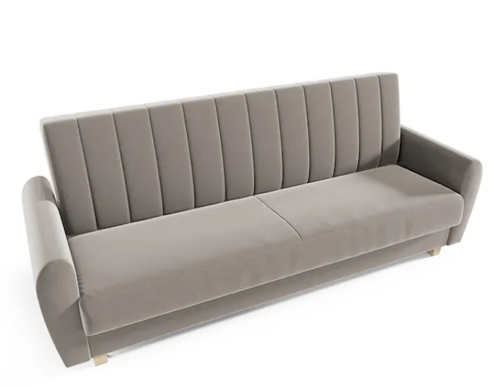 Wersalka trzyosobowa Diffa szarobeżowa z pojemnikiem welur hydrofobowy