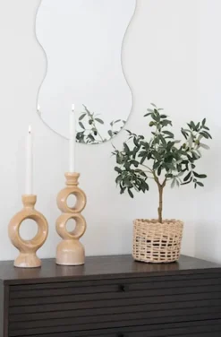 Świecznik Codeted ceramiczny 30,5 cm brązowy