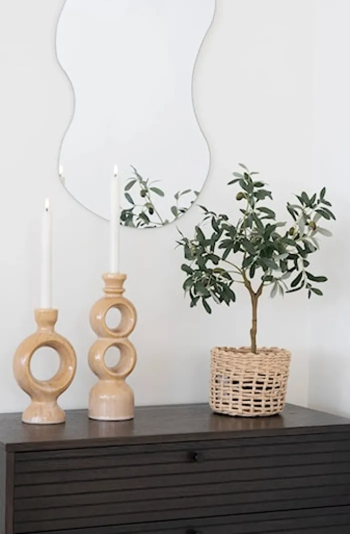 Świecznik Codeted ceramiczny 30,5 cm brązowy