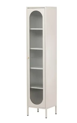 Witryna Bequiti 180x37 cm wysoka beżowa z drzwiczkami