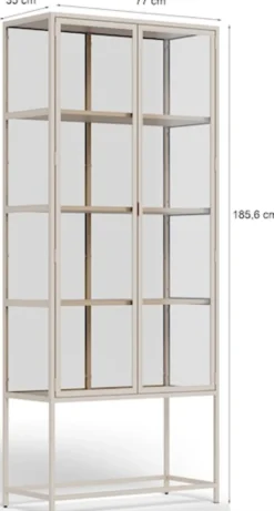 Witryna dwudrzwiowa Seaford 77 cm beżowa