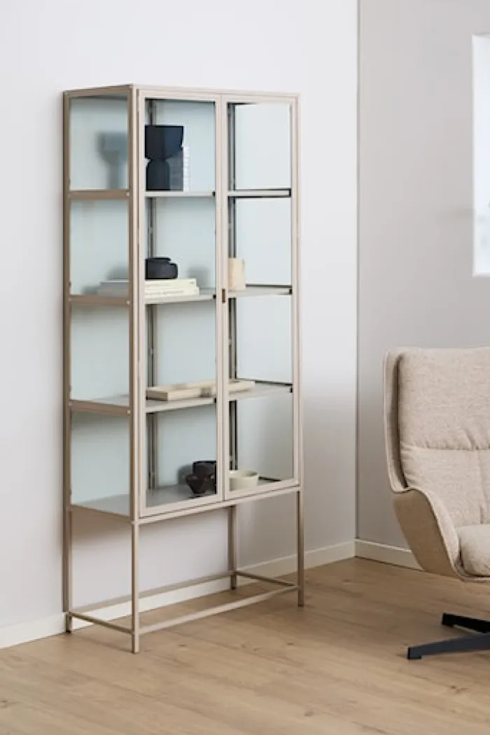 Witryna dwudrzwiowa Seaford 77 cm beżowa