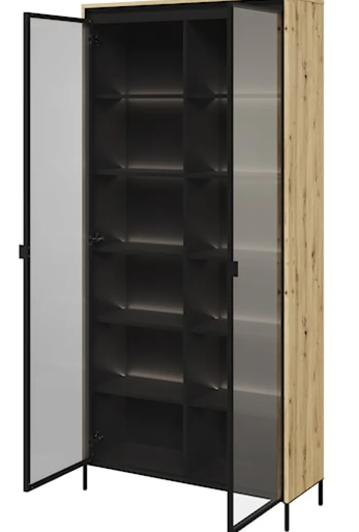 Witryna dwudrzwiowa Trend 92 cm z LED Dąb artisan