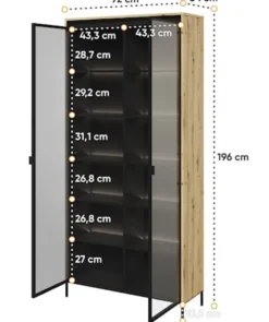 Witryna dwudrzwiowa Trend 92 cm z LED Dąb artisan