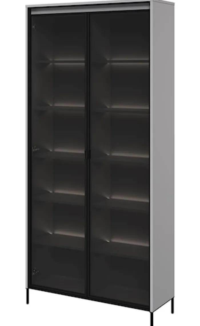 Witryna dwudrzwiowa Trend 92 cm z LED Szara