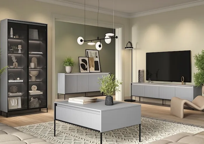 Witryna dwudrzwiowa Trend 92 cm z LED Szara