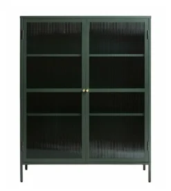 Witryna metalowa Avensunly 140 cm z przeszkleniem zielona