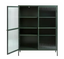 Witryna metalowa Avensunly 140 cm z przeszkleniem zielona