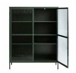 Witryna metalowa Avensunly 140 cm z przeszkleniem zielona