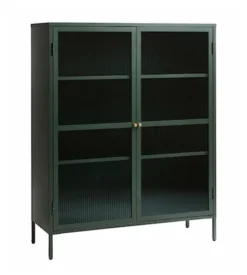 Witryna metalowa Avensunly 140 cm z przeszkleniem zielona