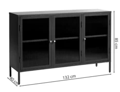 Witryna metalowa Avensunly 85 cm z przeszkleniem czarna