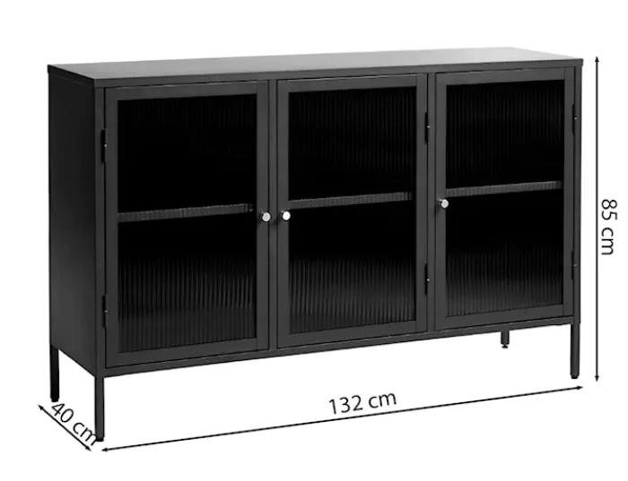 Witryna metalowa Avensunly 85 cm z przeszkleniem czarna