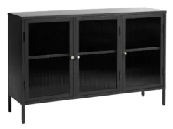 Witryna metalowa Avensunly 85 cm z przeszkleniem czarna