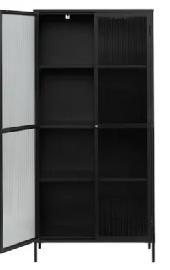 Witryna metalowa Avensunly 190 cm z przeszkleniem czarna
