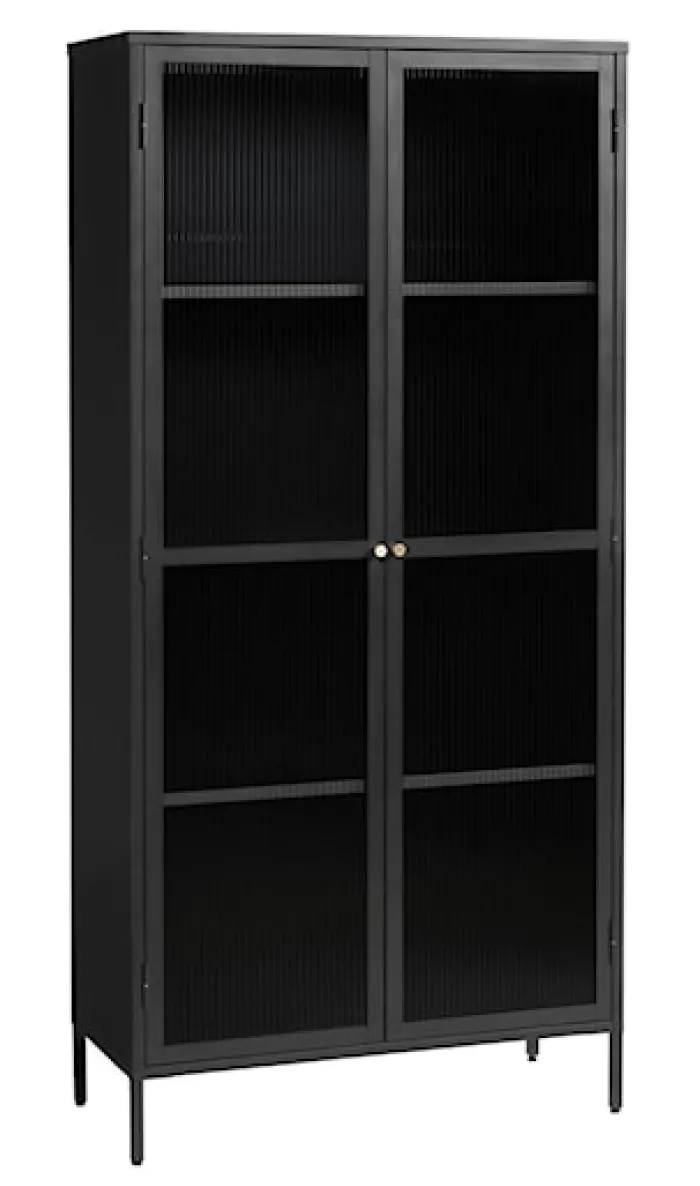 Witryna metalowa Avensunly 190 cm z przeszkleniem czarna