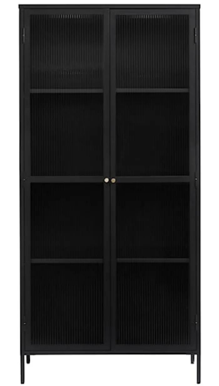 Witryna metalowa Avensunly 190 cm z przeszkleniem czarna