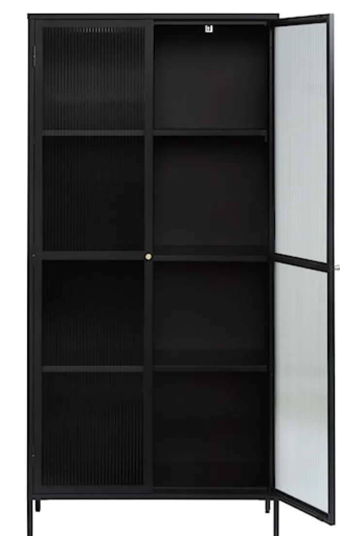 Witryna metalowa Avensunly 190 cm z przeszkleniem czarna
